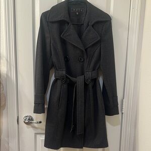 Giacca Black Double-Breasted Trench Coat